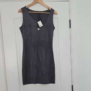 William Rast Gray Faux Suede Sleeveless Sheath Mini Dress